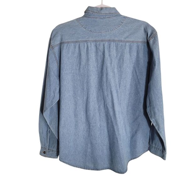 Vintage 90's Jordache Denim Button Up Pocket Shirt Women's Size Medium Blue Y2K - Picture 2 of 10